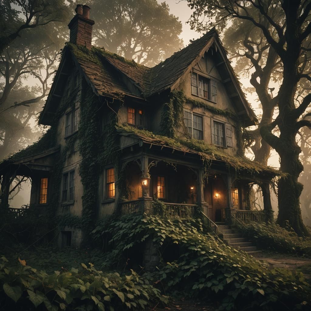 Eerie Rural Cottage in Gothic Style