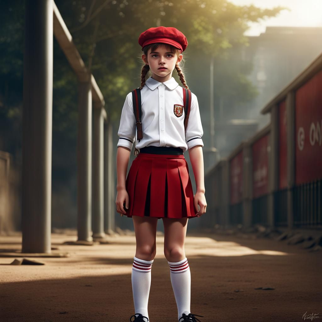 Girl in School Uniform, Detailed Fantasy Concept Art