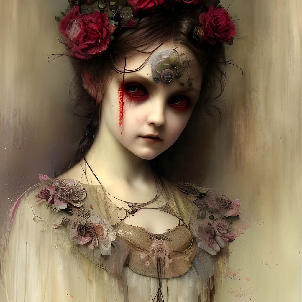 Creepy Victorian Doll Portrait in Hyperrealism