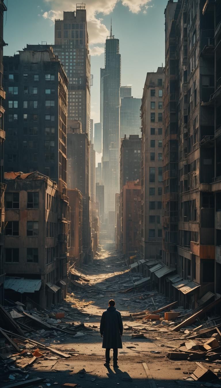 Abandoned Cityscape: A Cinematic Film Still