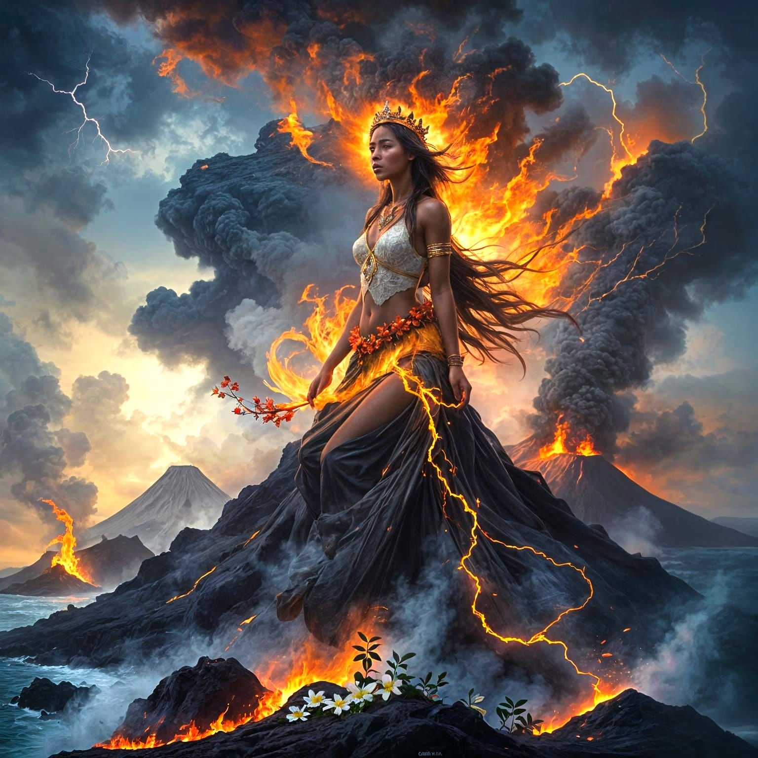 Awaking of Pele hawaiian goddess of fire