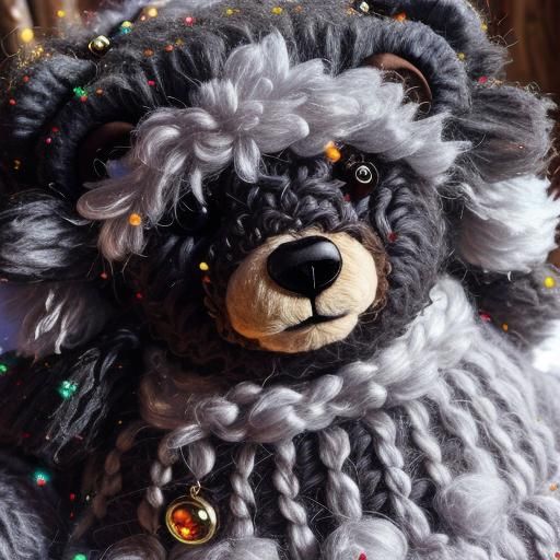 Cute Knitted Teddy Bear with Fluffy Mohawk