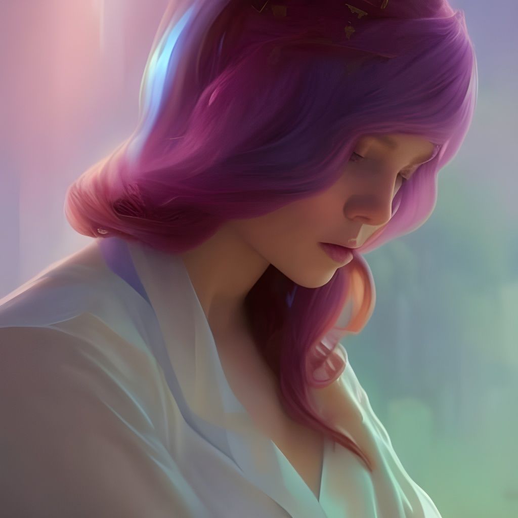 Ethereal Ginger: A Detailed Gouache Portrait