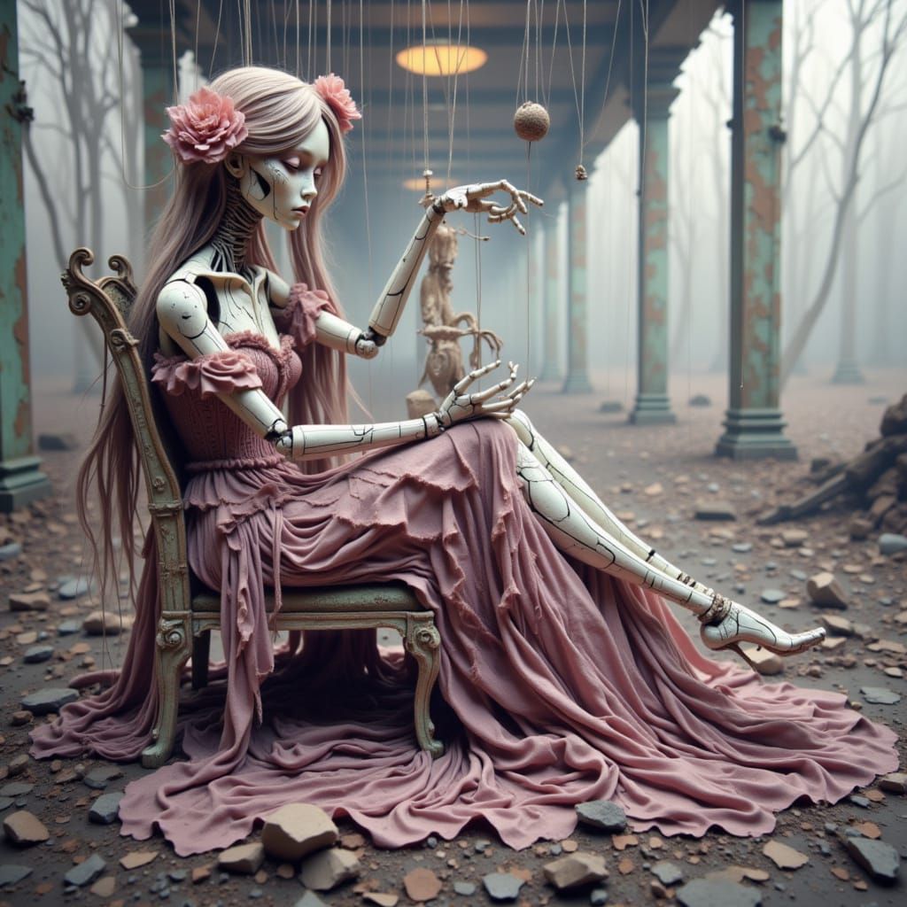 Textured Puppet Queen: AI-Generated Art