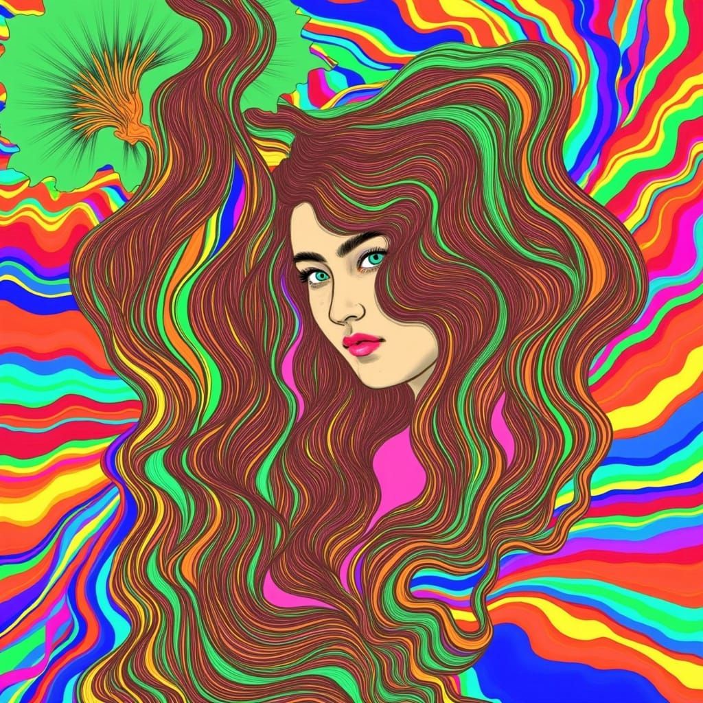 Psychedelic Forest Scene in Vibrant Colors