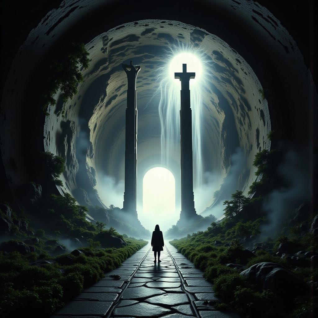 Hyperrealistic Western Wall with Figure in Contemplation