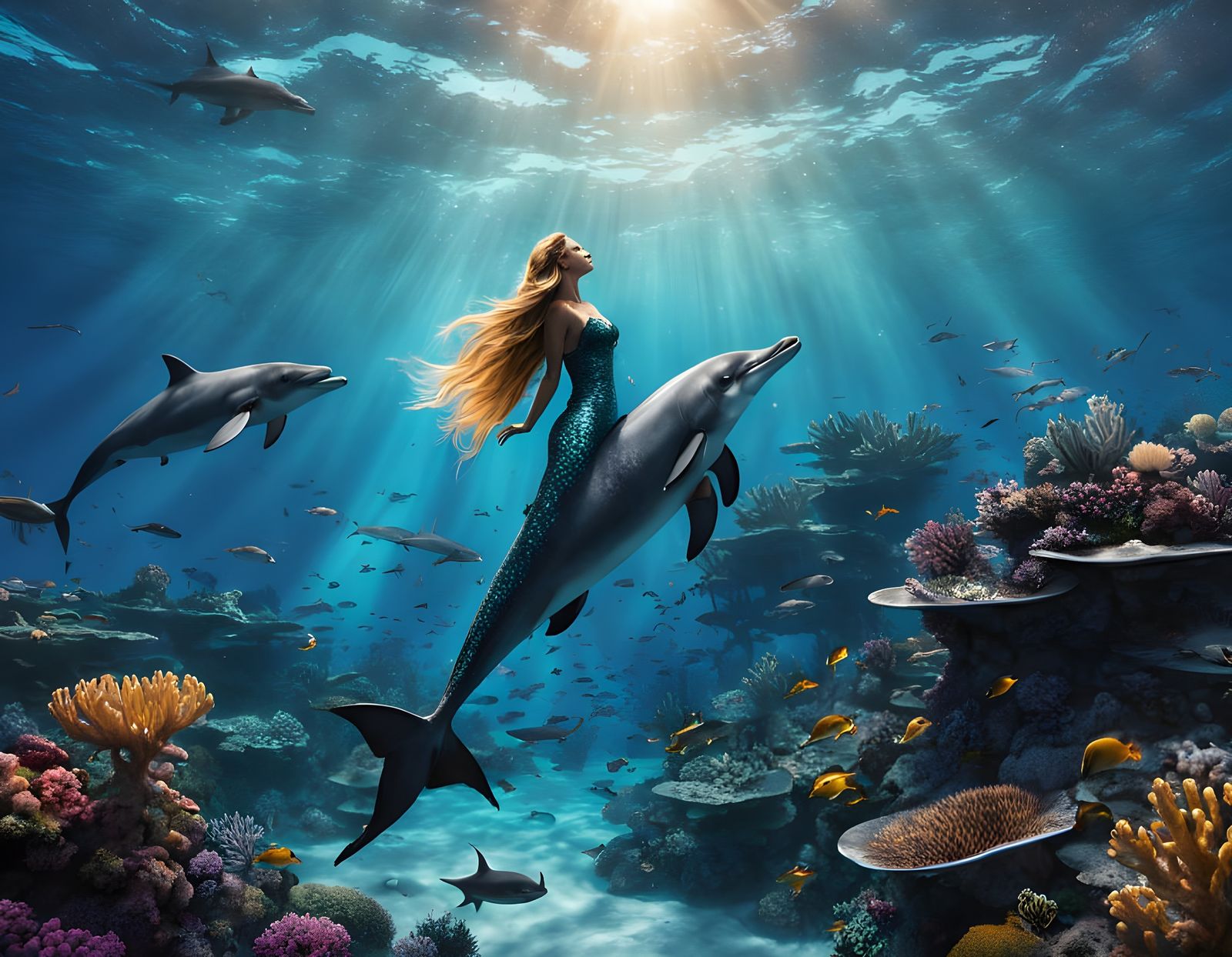 Majestic Mermaid Meets Underwater Steed