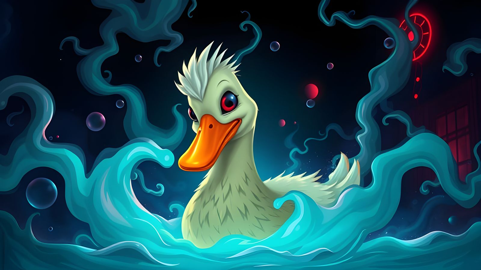 Eerie Horror Duck in Art Deco Setting