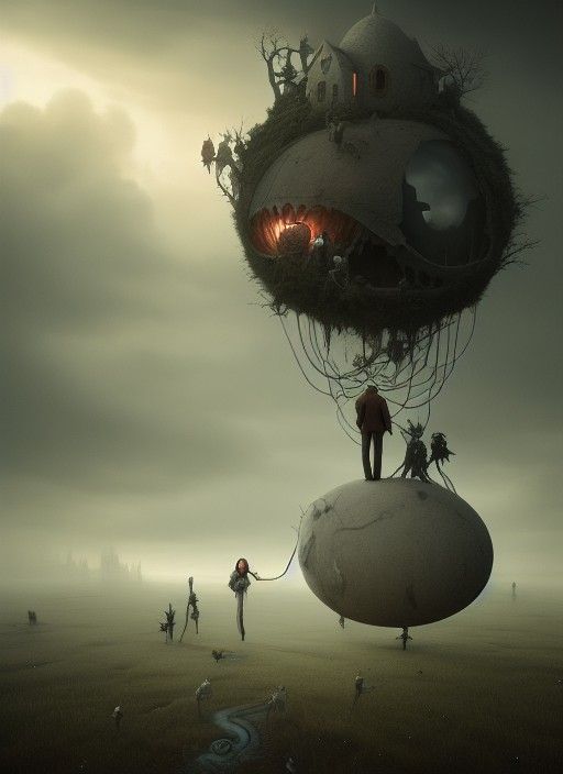 Surreal Nightmare Parade in CGI Style