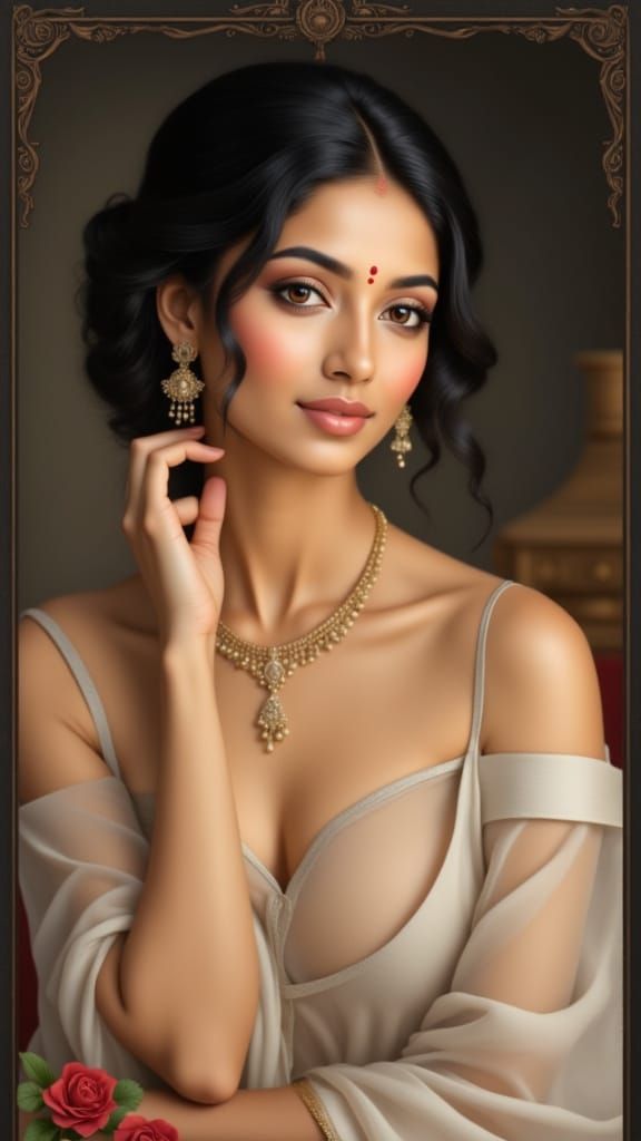 Elegant Indian Beauty in Vintage Style