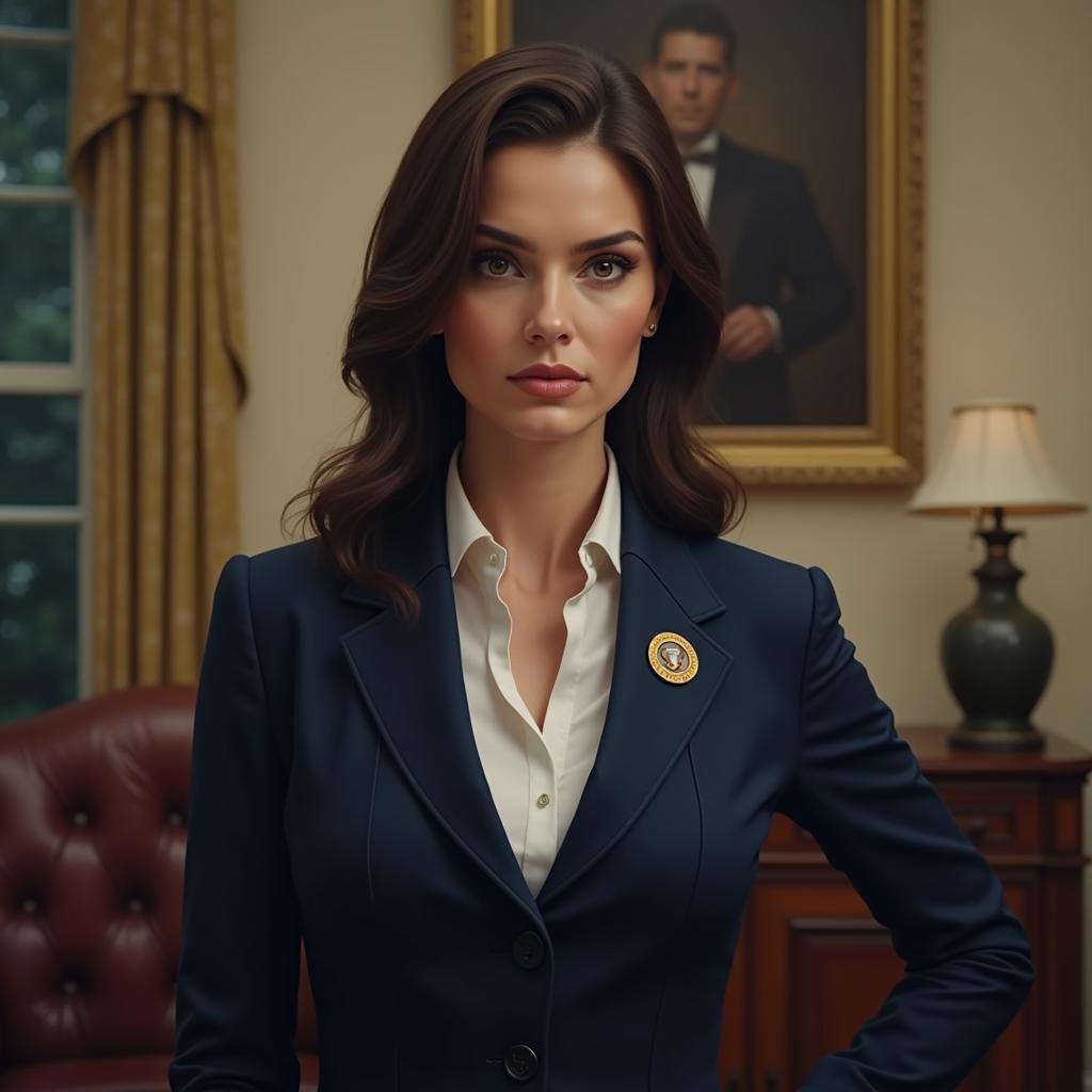 Female Warrior as President in Oval Office