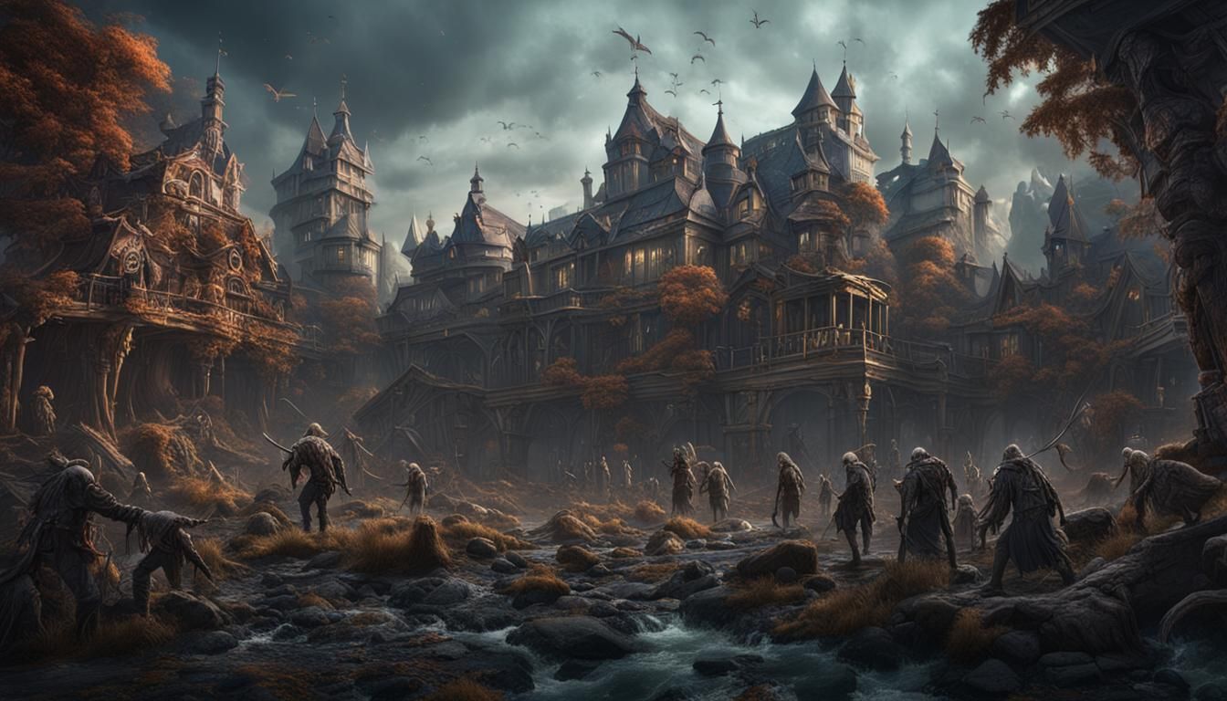 Giant Zombie Worms: Detailed Matte Painting