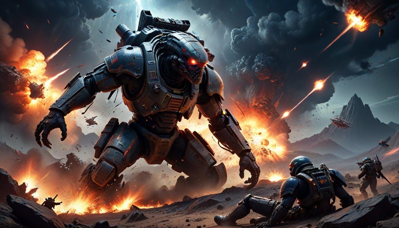 Epic Alien Battlefield in Hyperrealistic Sci-Fi Art