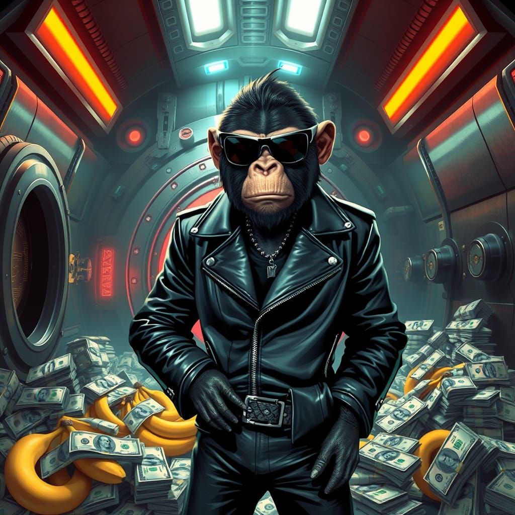 Dystopian Super Ape in Futuristic Vault