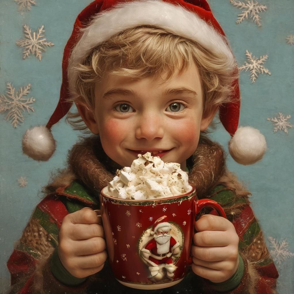 Young Christmas Elf Takes Respite from Sleigh Loading