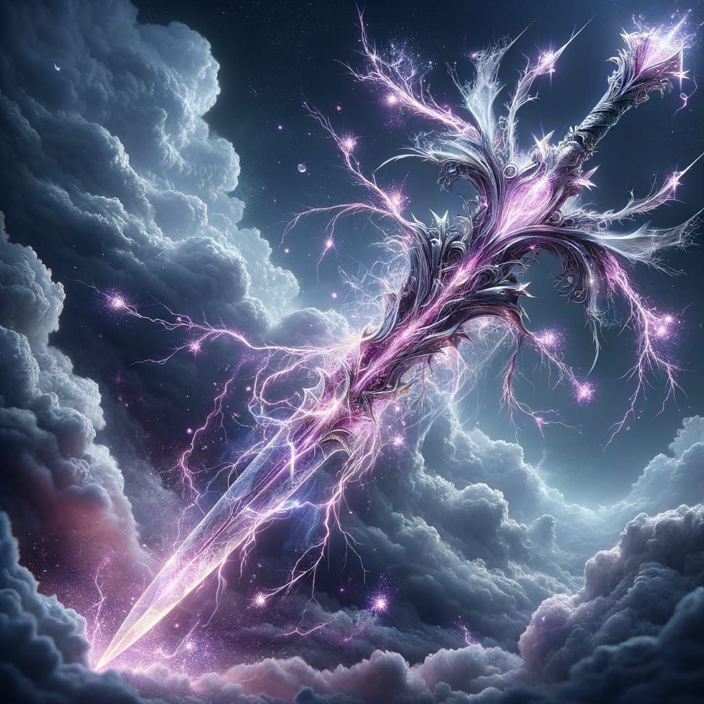 Enchanted Lightning Sword Illuminates Stormy Skies