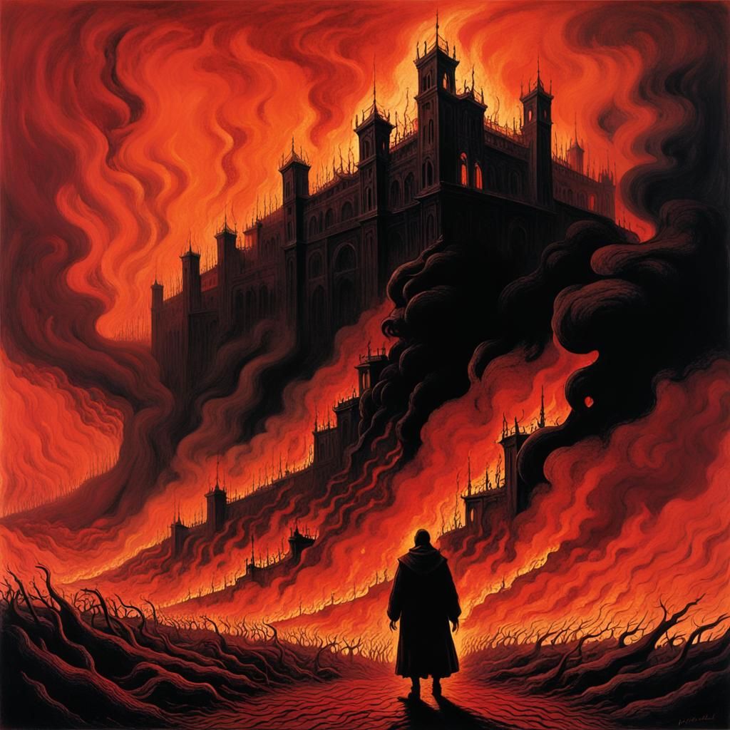 (many humans. 1.4)wreathed in the flames of hell