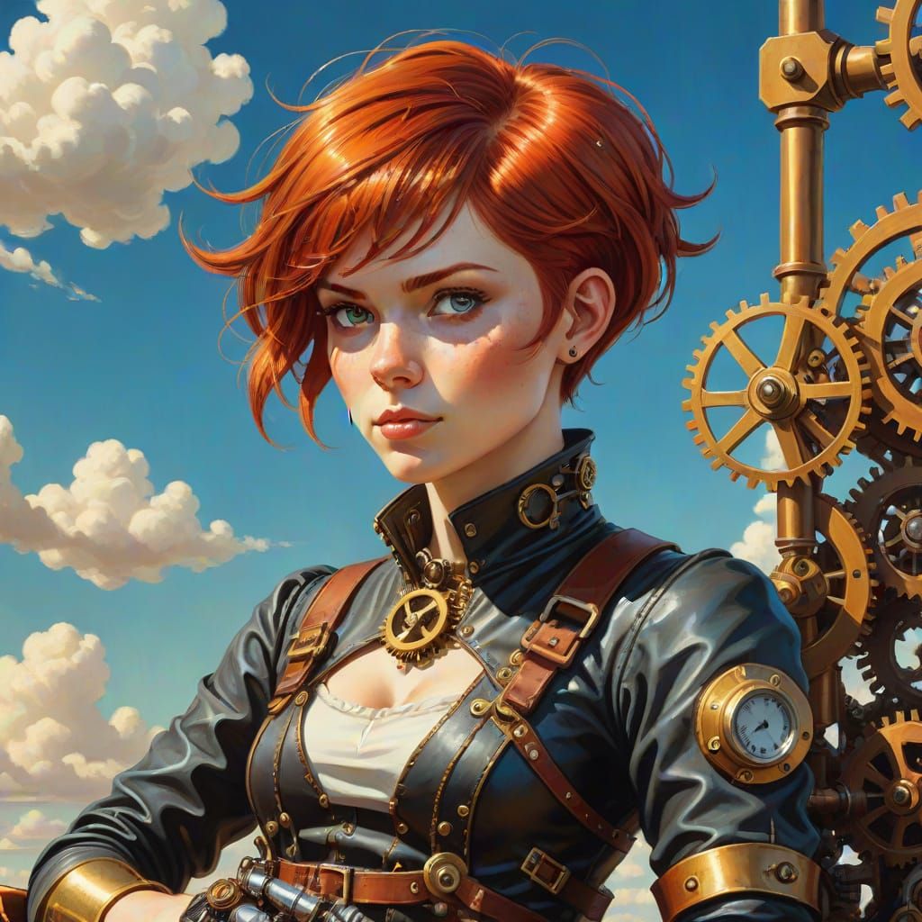 Steampunk Girl with Intricate Gears