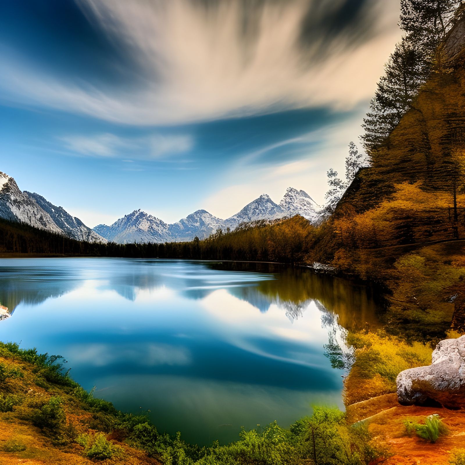 Reflective Mountain Landscape in 8k