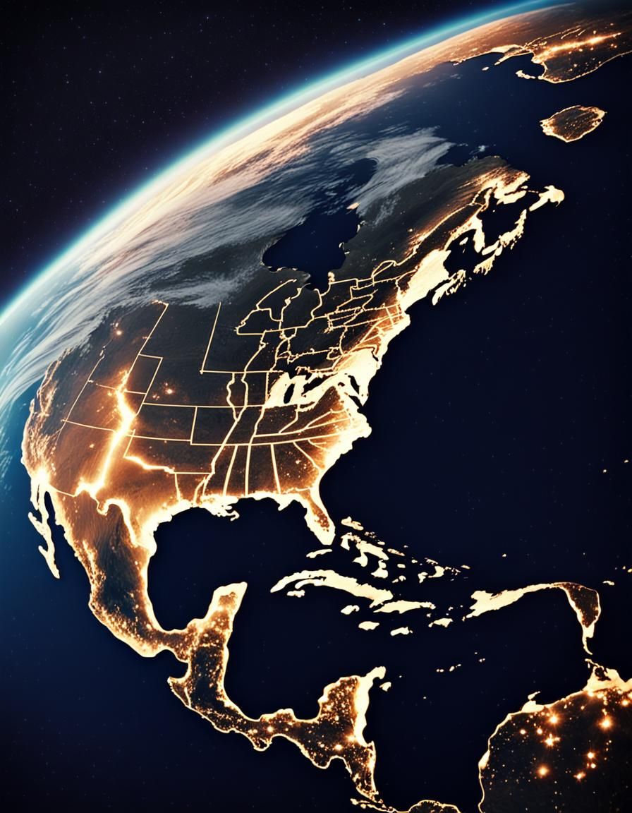 Earth From Space With Flowing Data Streams