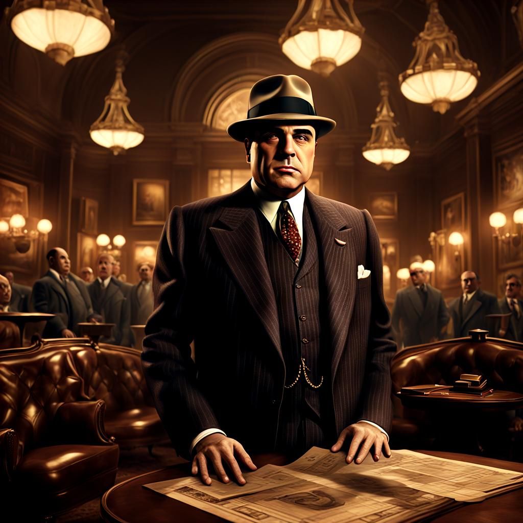 Al Capone Portrait in Lavish Vintage Study