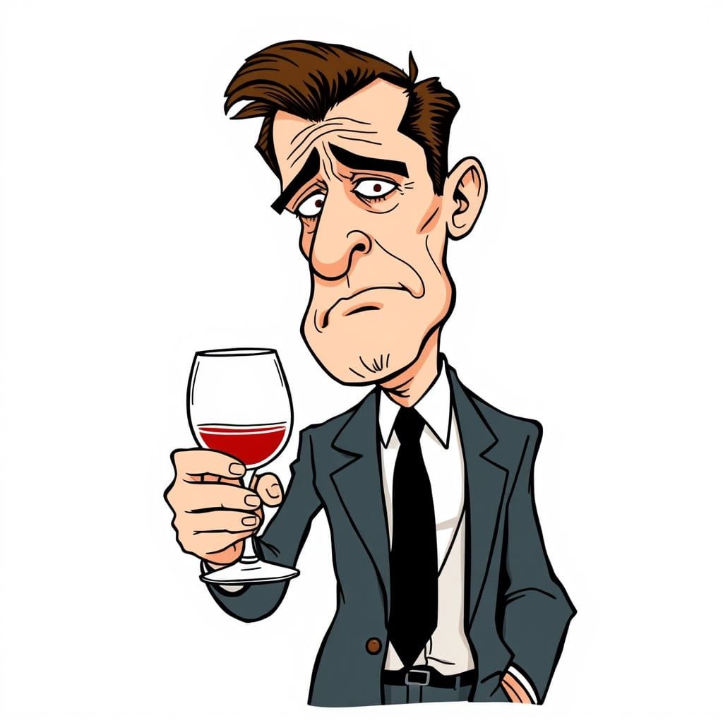 Sad Man Caricature in Hirschfeld Style