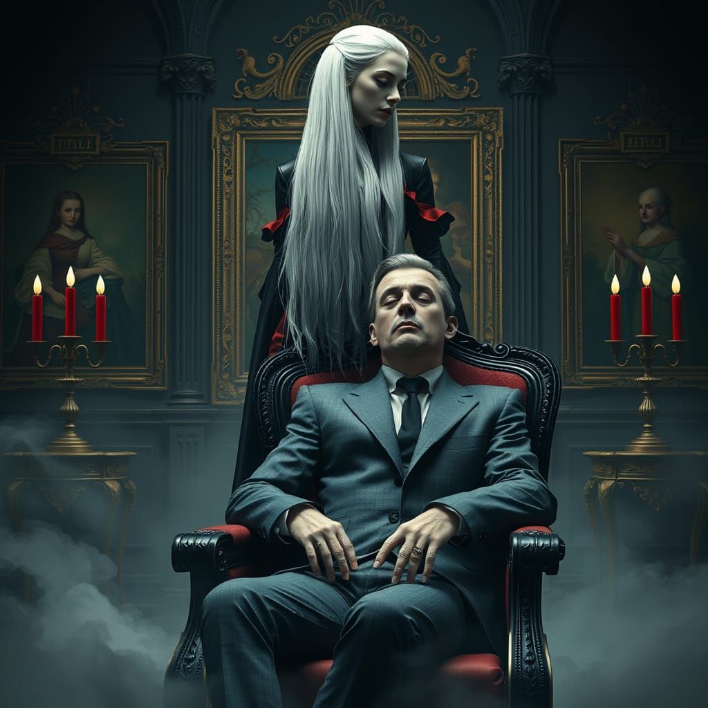 Dark Gothic Vampire Emerges from Shadows