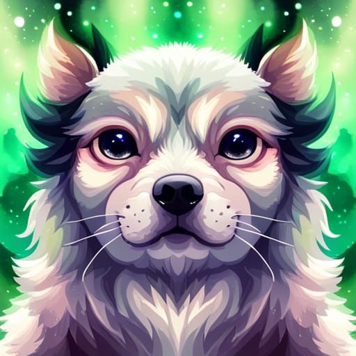 Anime Alien Dog Portrait in Watercolor Style