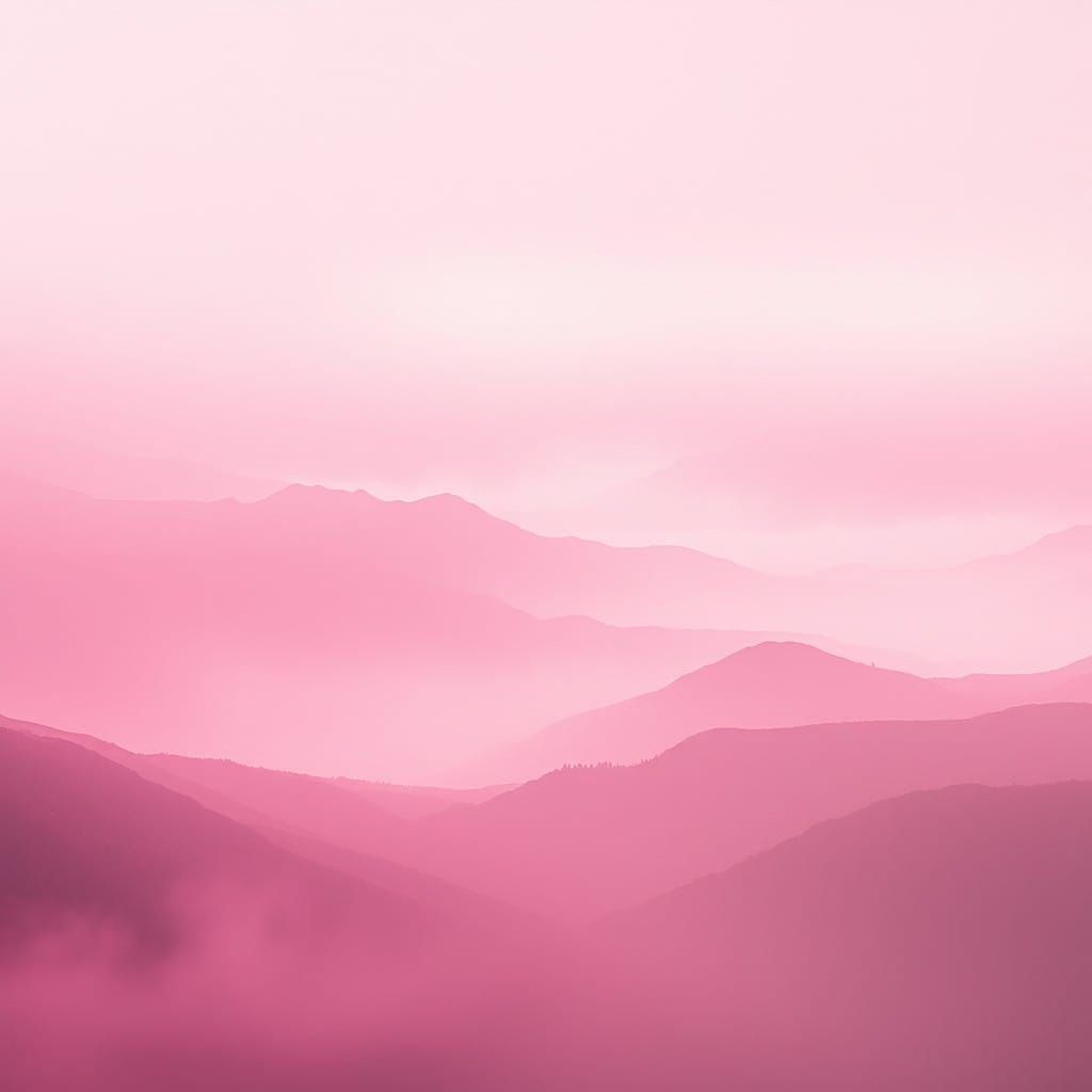 Dreamy Pink Landscape in Abstract Watercolor Style