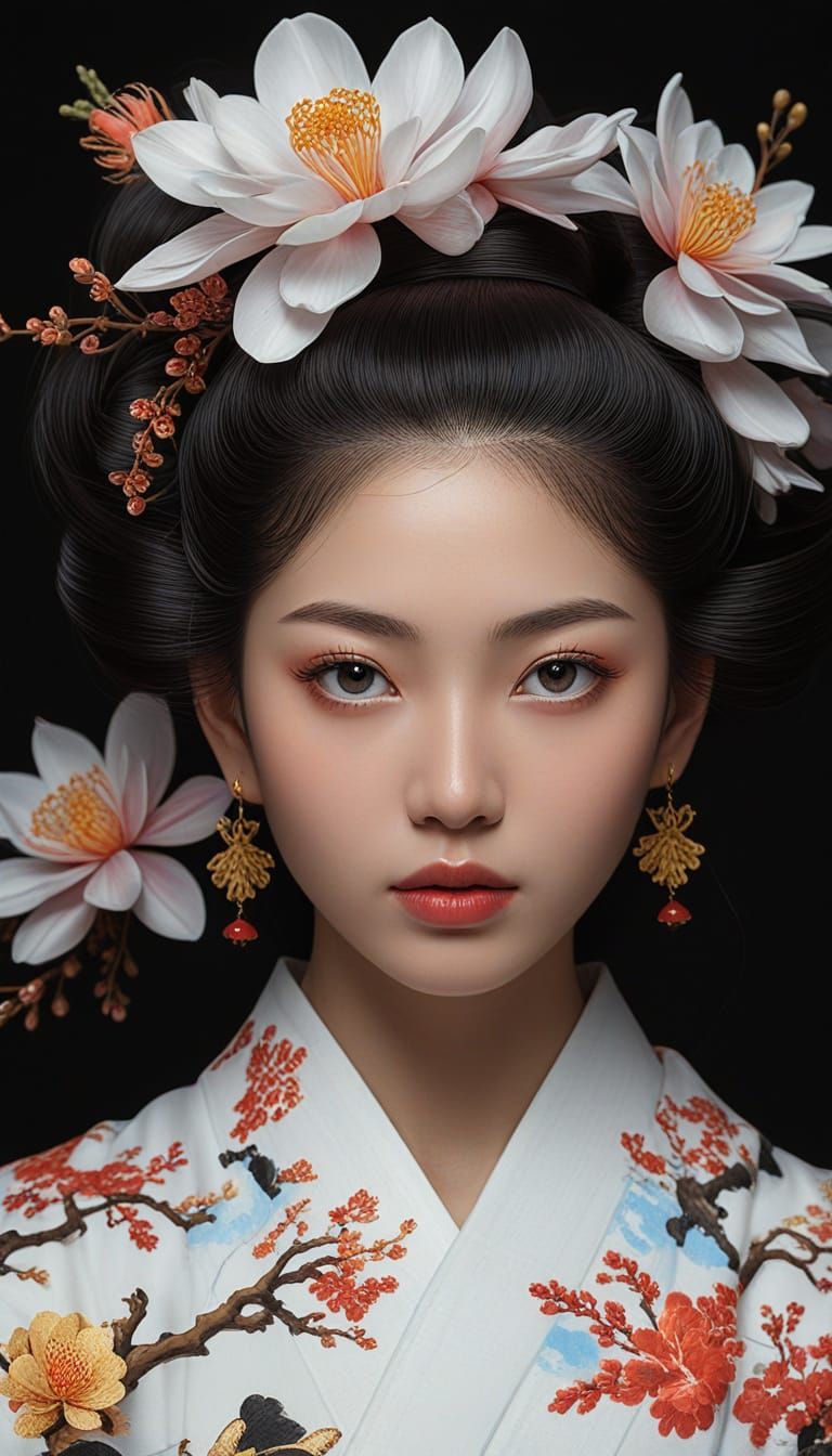 Women in Kimonos: Detailed Digital Art