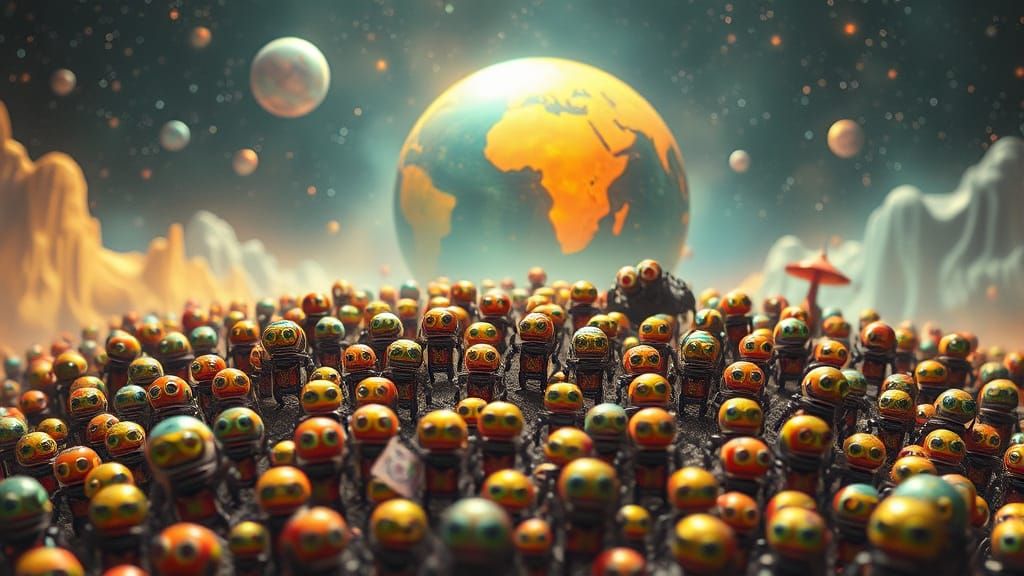 Vibrant Miniature Robots Populate a Fantastical Planet