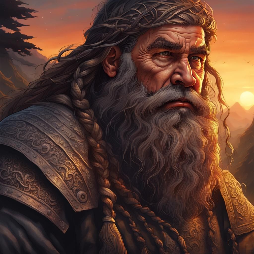 Detailed Medieval Dwarf Portrait in Dark Fantasy Style