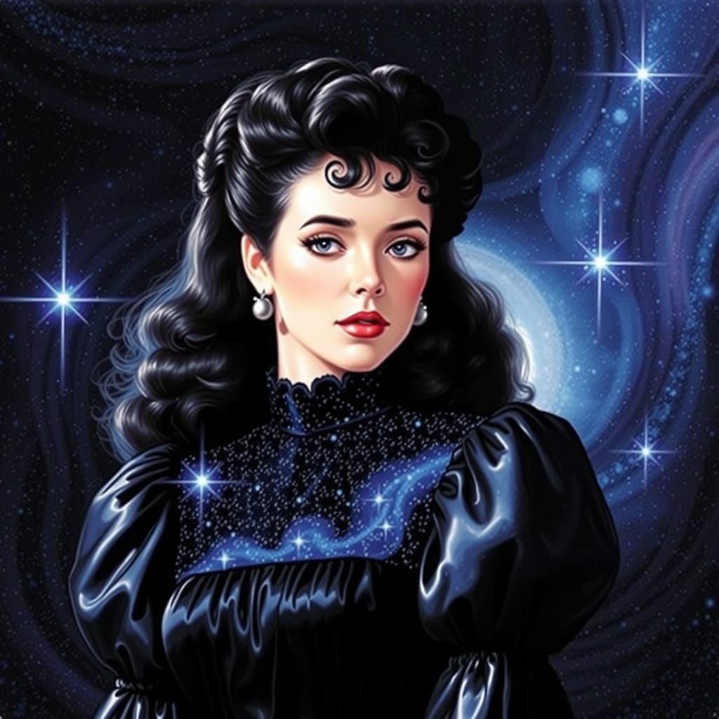 Glamorous Celestial Siren in Starlight Velvet