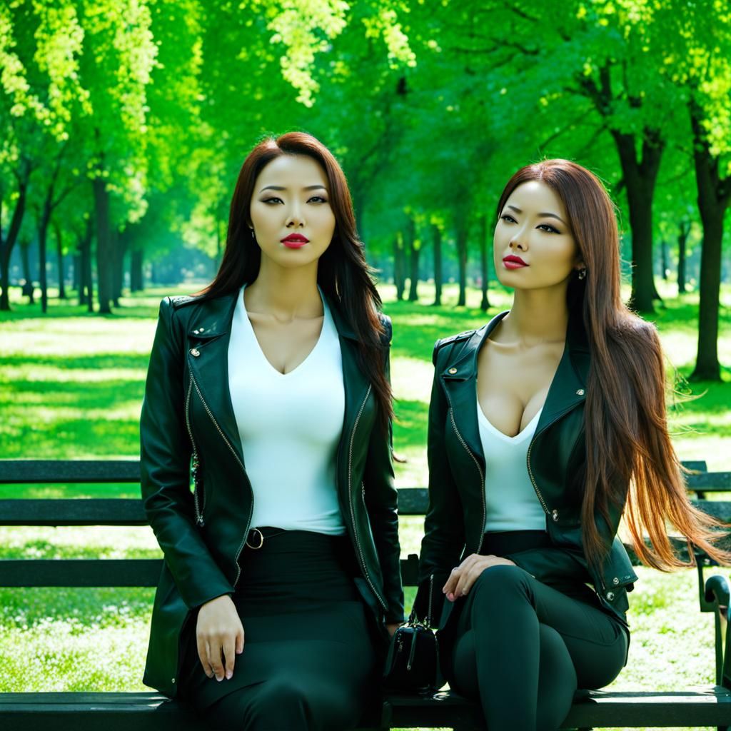 Girls in Park: High-Definition Image