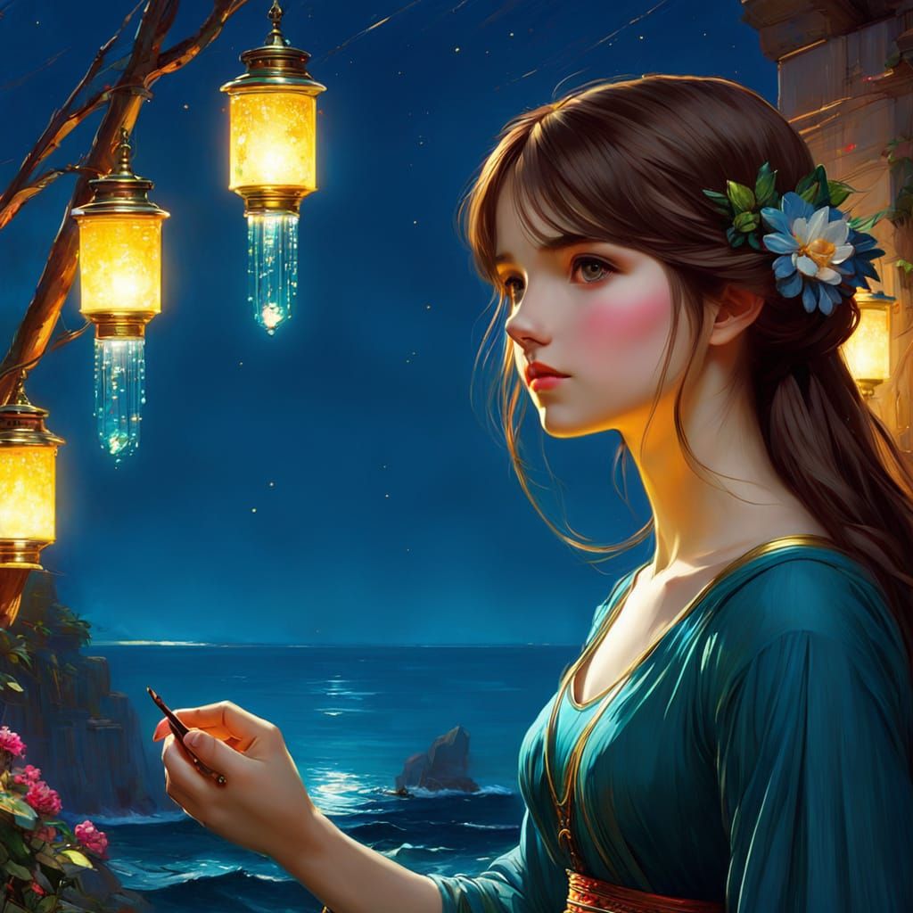 Girl by the Sea, Lit and Sparkling