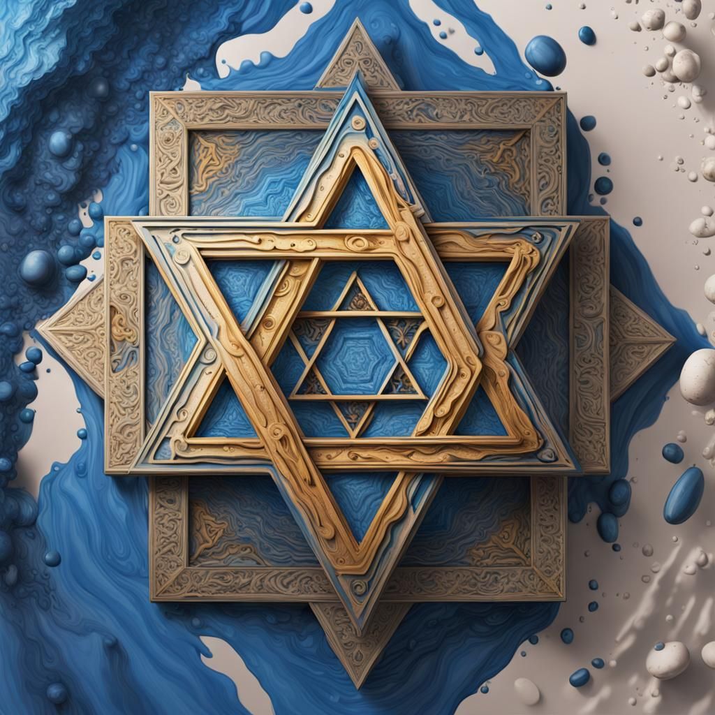 Sacred Blue Star of David: Hyperrealistic Digital Art