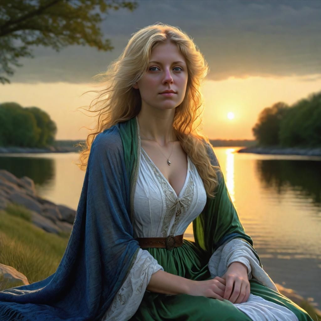 Renaissance Woman at Lakeshore Sunset
