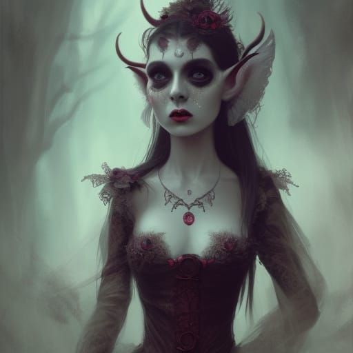 Creepy Elf Portrait in Gothic Victorian Style