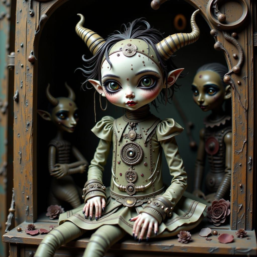 Porcelain Voodoo Doll Toy in Gothic Style