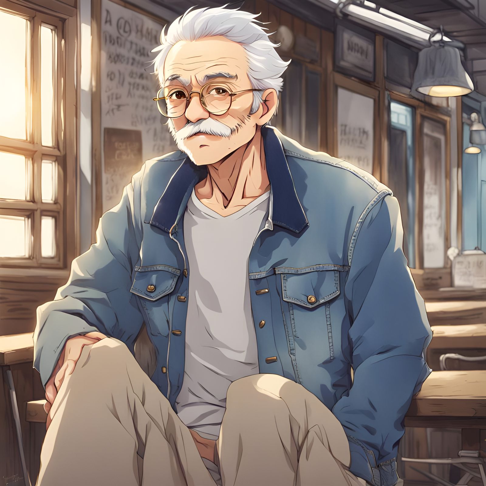 Anime Style Portrait of an Old Man