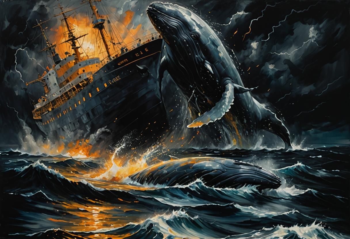 Twisted Whale in Dark Seascape
