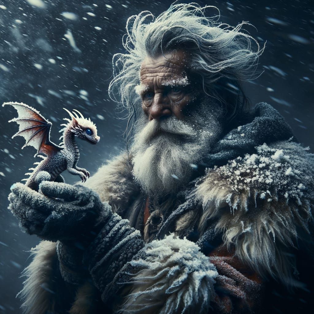 Viking and Dragon in Nordic Landscape