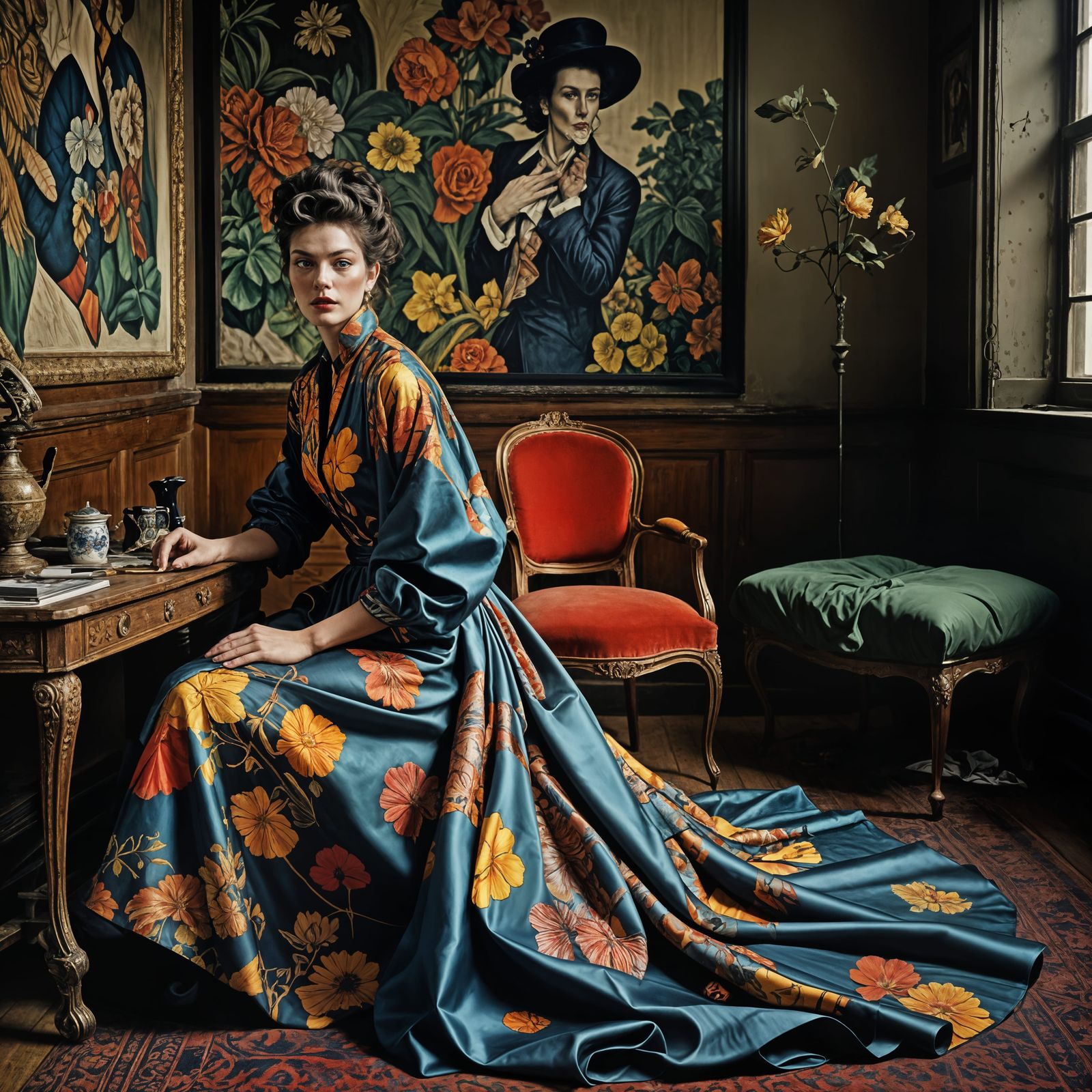 At her writing desk in the Family Home - hers...