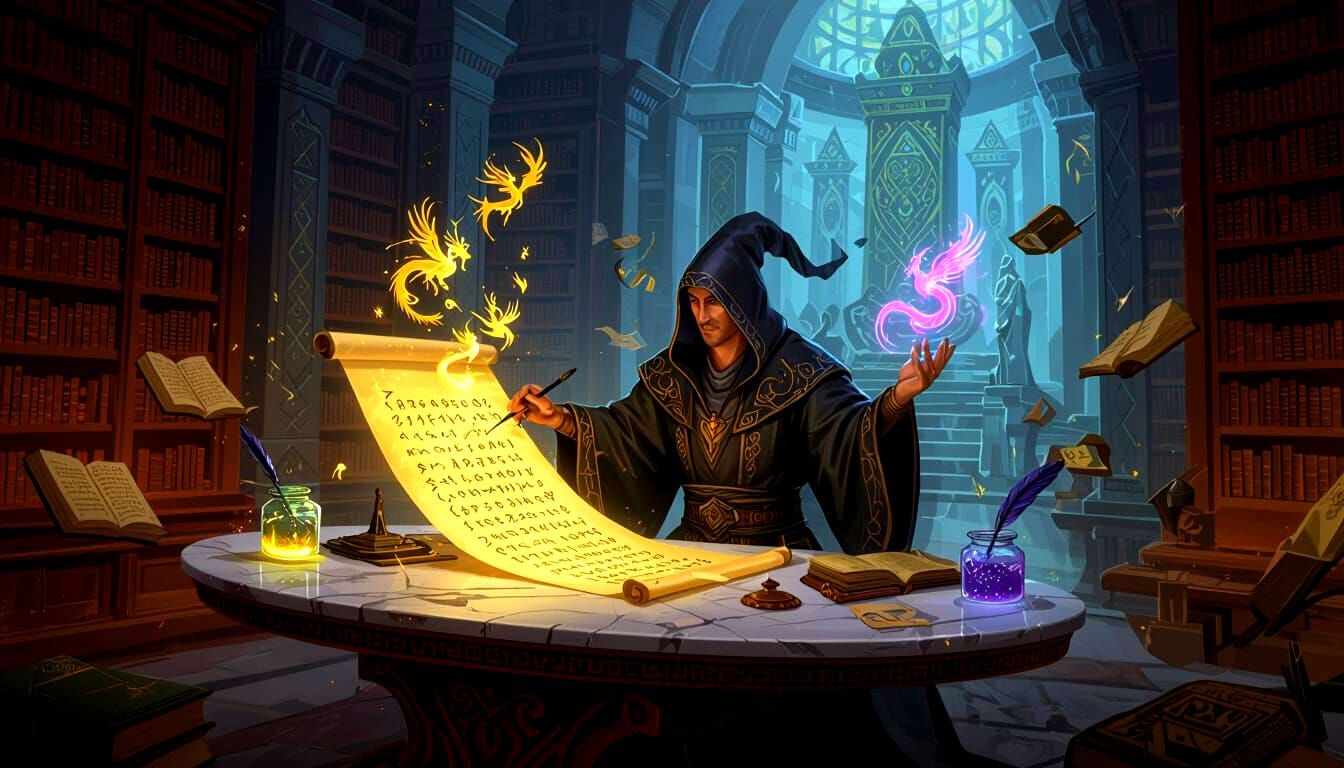 Mystical Calligrapher Conjures Light Spirits in Magical Libr...