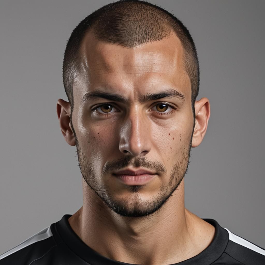 Detailed Portrait of Italian Soccer Player in Studio Lightin...