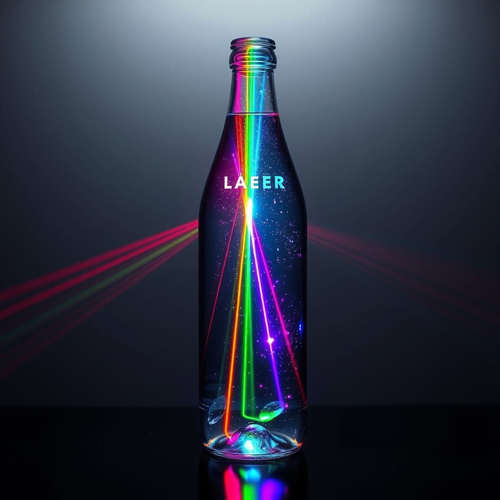 Vibrant Laser Light Show Inside Water Bottle