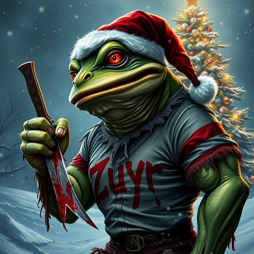 Menacing Pepe the Frog with Knife, Gothic Fantasy