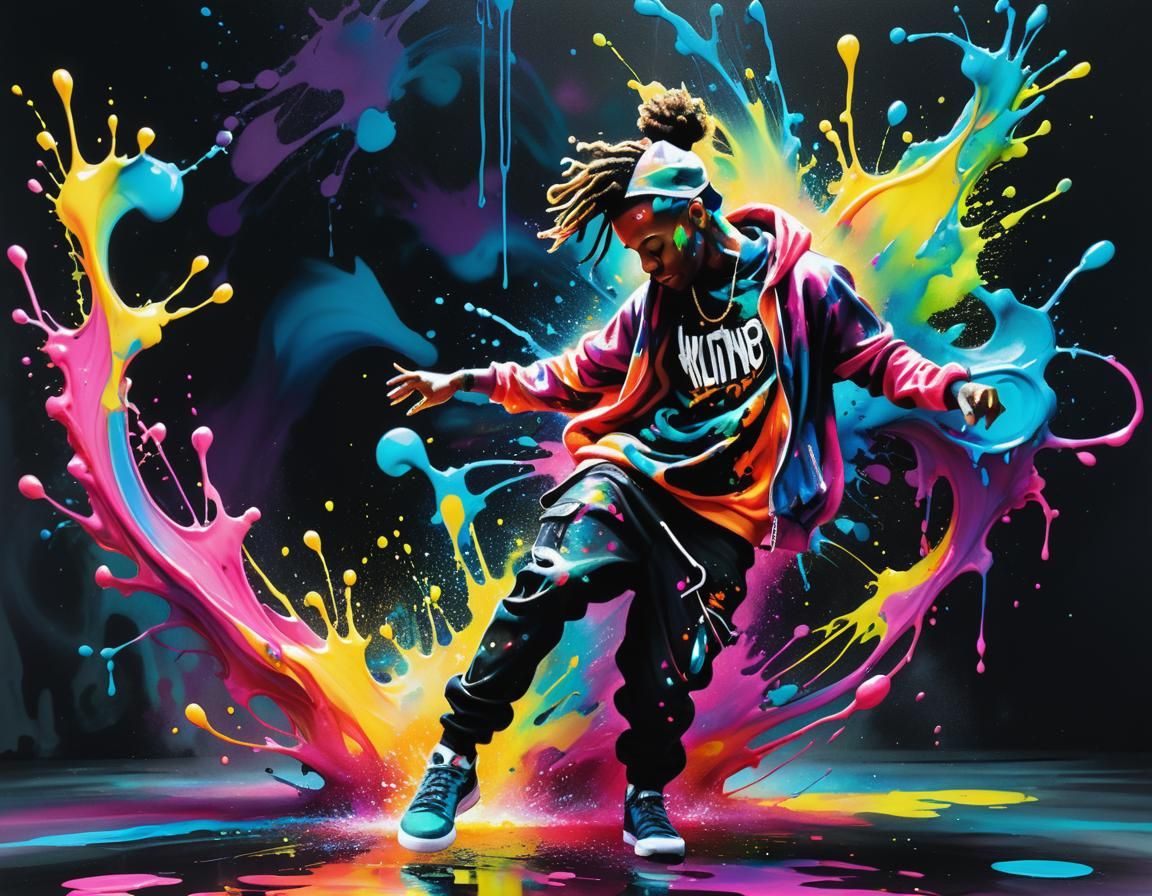 Bioluminescent Neon Ink Splatter Hip Hop Dance