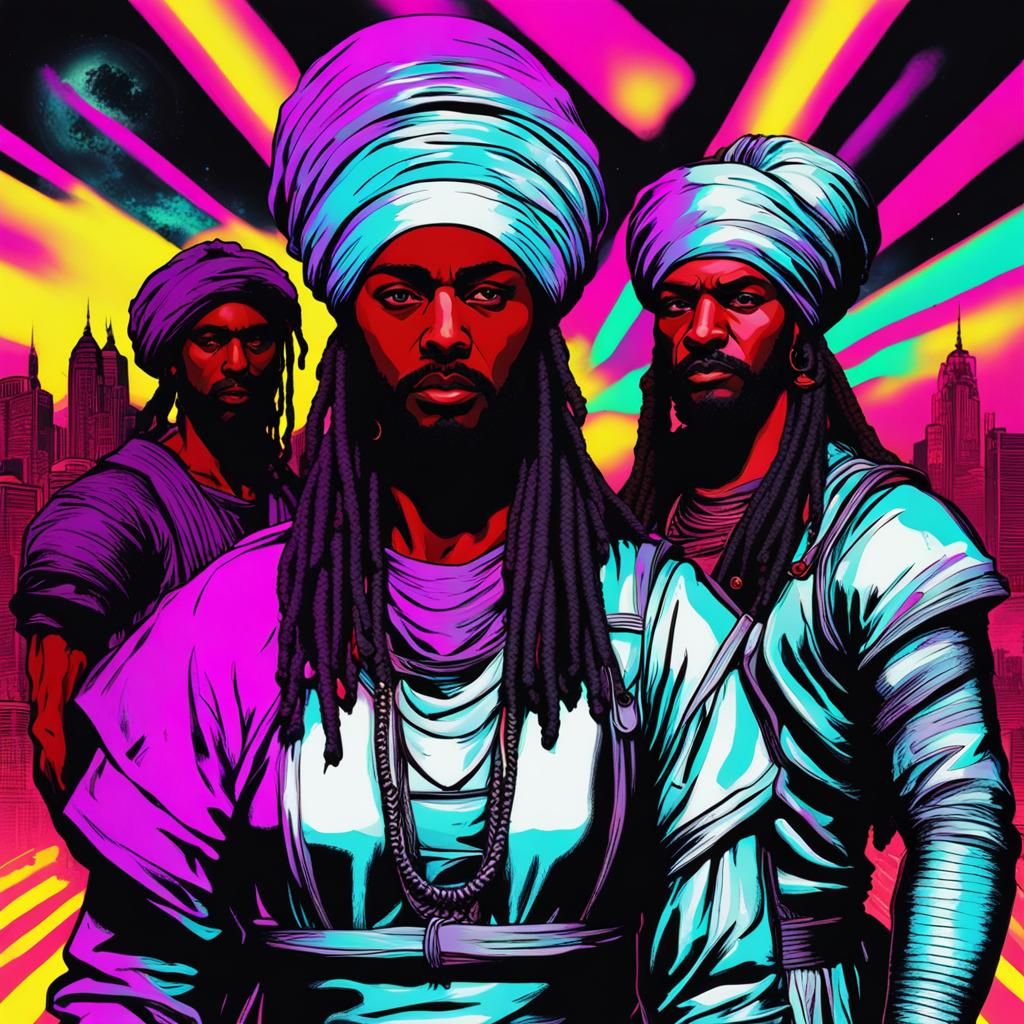 Black Moors Clash with Columbus in Synthwave Style
