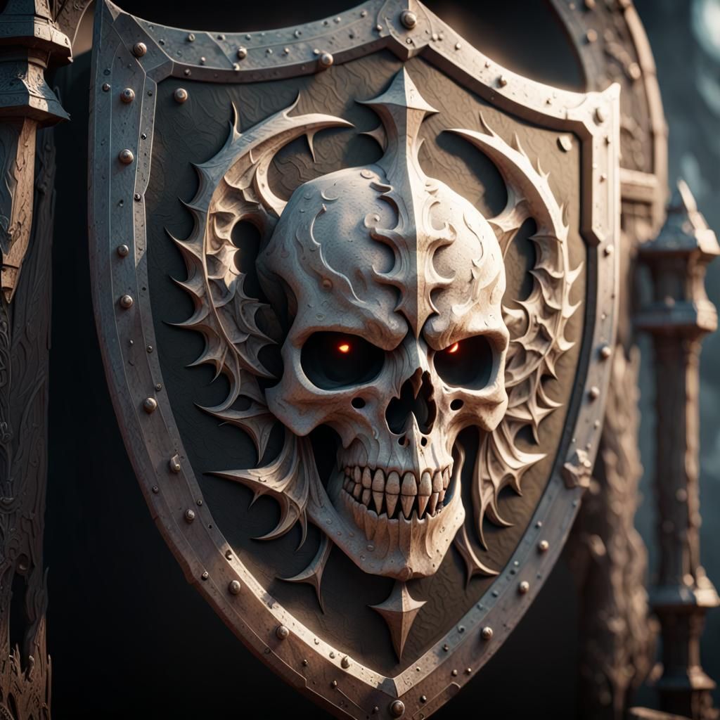 Detailed Shield of Death in 3D Cinematic Style